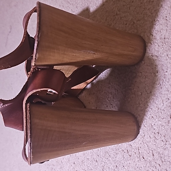 Steve Madden chunky wood leather sandals - Picture 3 of 7